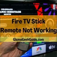 Fire TV Stick in front of TV
