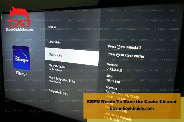 clearing cache for espn