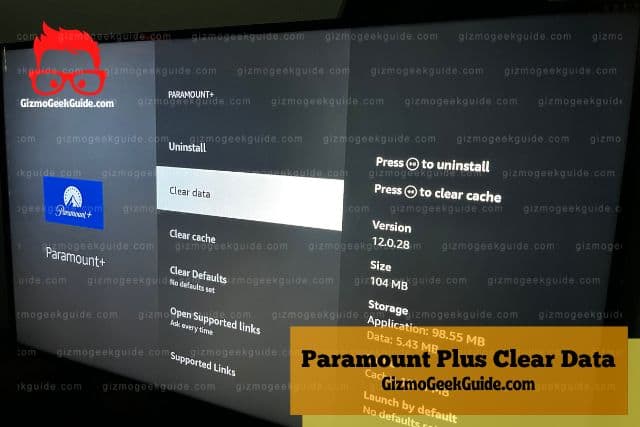 Fire TV Stick Paramount Plus Clear Data