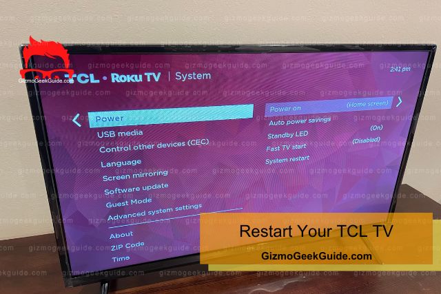 TV settings restart menu