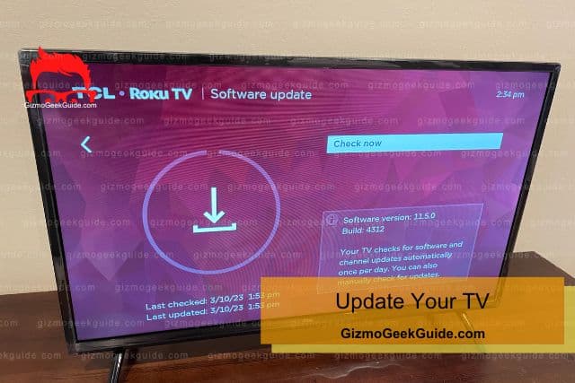 TV update software screen